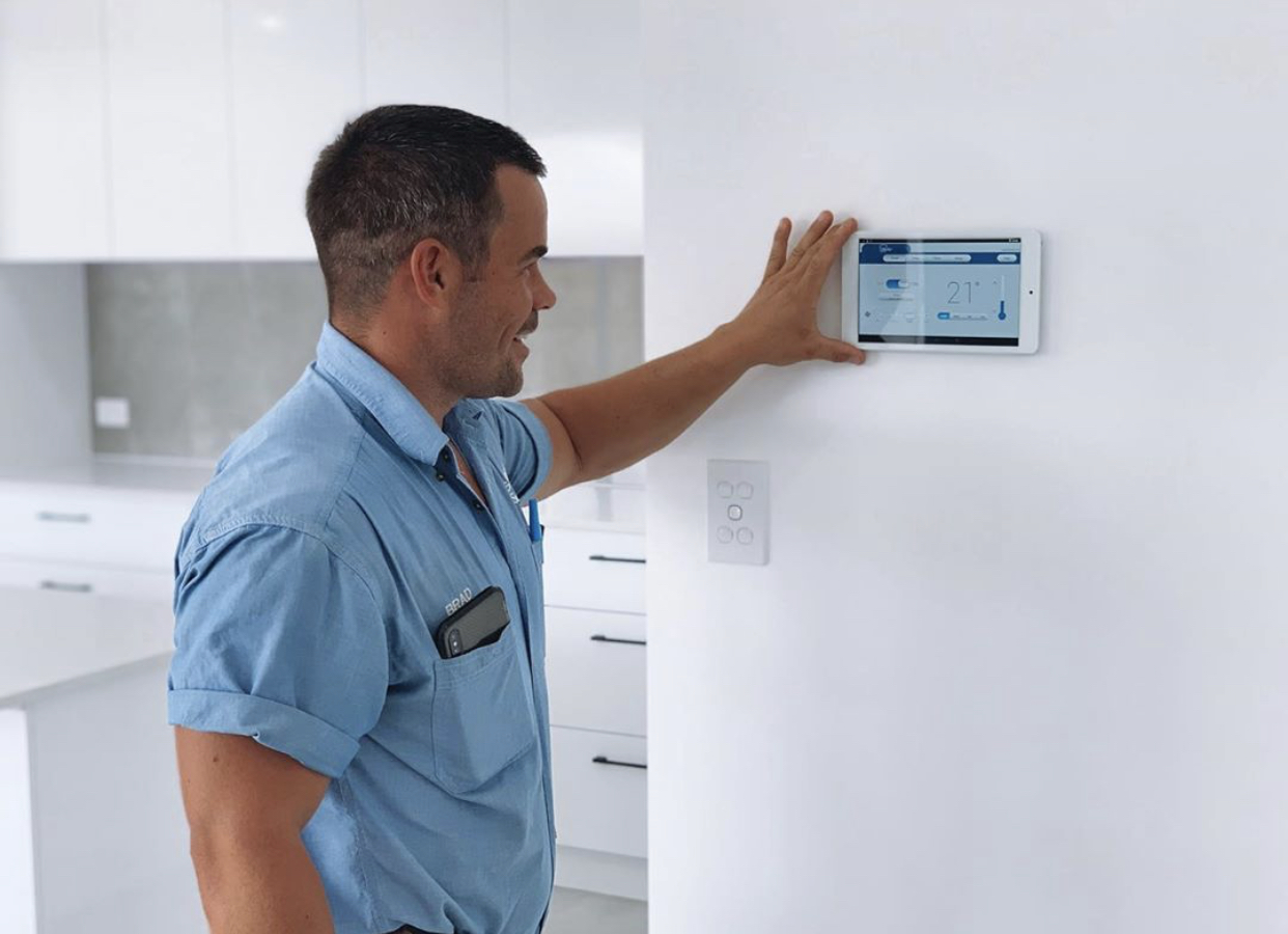 Brad operating air conditioner wall panel